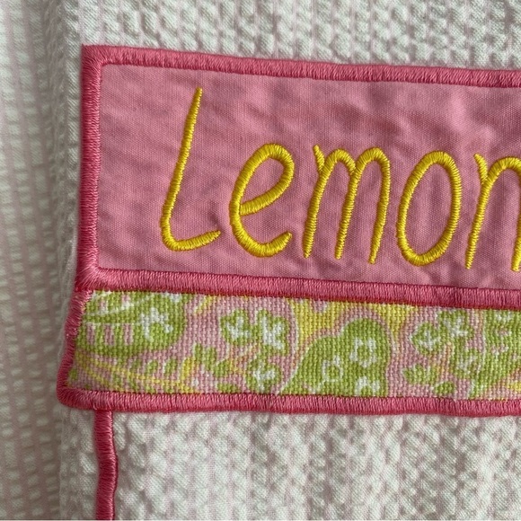Remember Nguyen Pink Seersucker Lemonade Stand Appliqué Dress - Picture 7 of 12